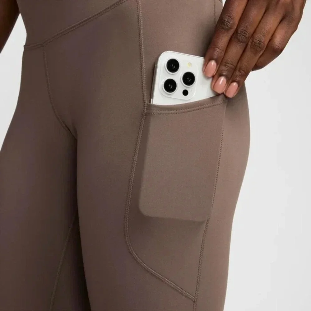 Nike One‎ High Waisted 7/8 Pockets Leggings Womens XS Brown FN3241 004